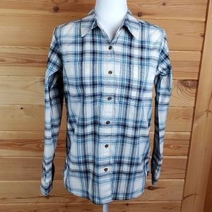 Carhartt Fairview Gray & White Plaid Long Sleeve/Rolled Up Button Up Shirt Small
